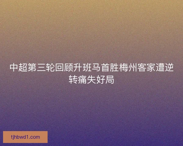 中超第三轮回顾升班马首胜梅州客家遭逆转痛失好局